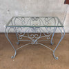Vintage Iron Console With Glass Top - Newly Powder Coated