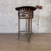 Antique Iron Hammered Metal Top Plant Stand