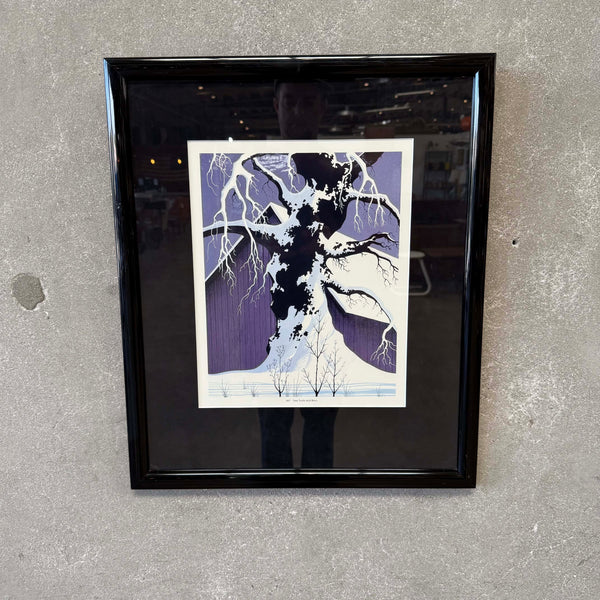 Eyvind Earle Art Print - Tree Tunk & Barn