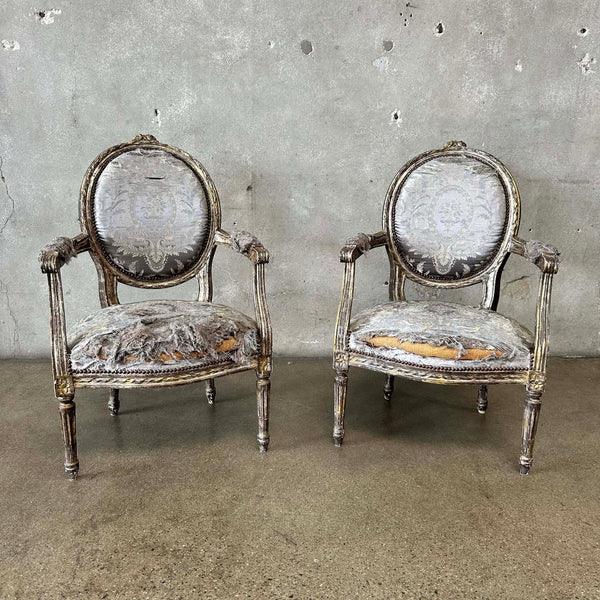 Pair of Antique Arm Chairs Ready for Restoration