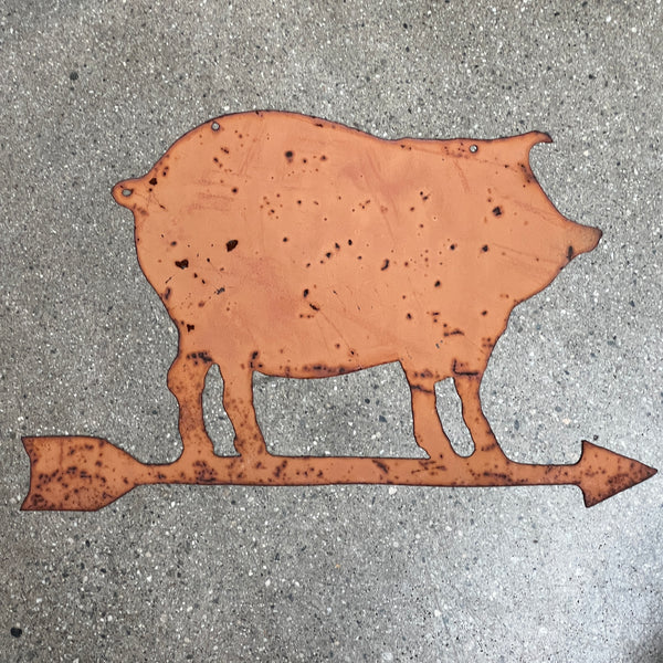 Metal Pig Shaped Hanging Sign w/Arrow