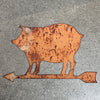 Metal Pig Shaped Hanging Sign w/Arrow