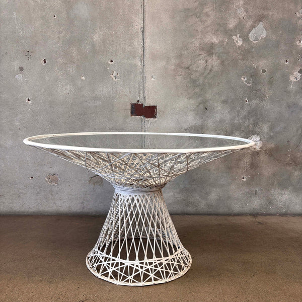Mid Century Modern Spun Fiberglass Glass Top Patio Table - Russell  Woodard