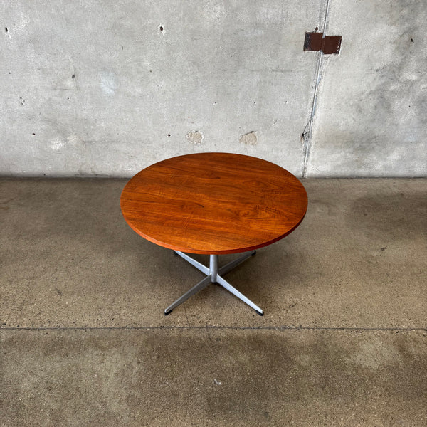 Mid Century Round Walnut Side Table