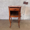 Antique French Louis XVI Style Carved Nightstand With Marble Top