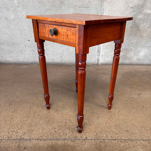 Antique European Lamp Table With Curly Maple Front