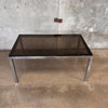 1960s Smoked Glass Dining Table With Chrome Base In The Style of Milo Baughman