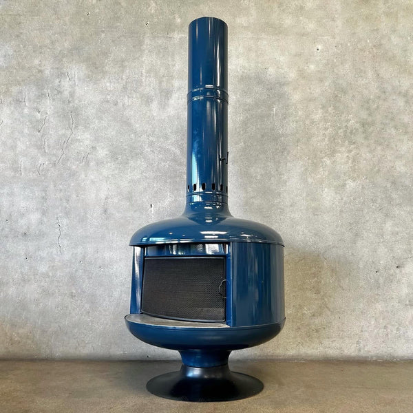 Vintage Mid Century Modern Blue Malm "Fire Drum 2" Fireplace