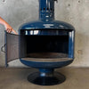 Vintage Mid Century Modern Blue Malm "Fire Drum 2" Fireplace