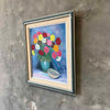 Vintage Still Life Oil Painting On Canvas - Framed Flowers & Abalone Shell
