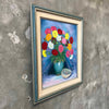 Vintage Still Life Oil Painting On Canvas - Framed Flowers & Abalone Shell