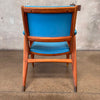 Mid Century Modern Walnut Chair w/Blue Vinyl Upholstery