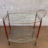MCM 50's Bar Cart with 2 Glass Shelves and Teak Sides