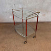 MCM 50's Bar Cart with 2 Glass Shelves and Teak Sides