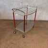 MCM 50's Bar Cart with 2 Glass Shelves and Teak Sides