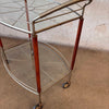MCM 50's Bar Cart with 2 Glass Shelves and Teak Sides