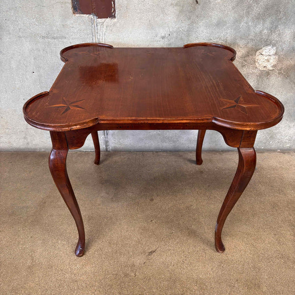 1960s Italian Queen Anne Inlaid Table With Star Corners
