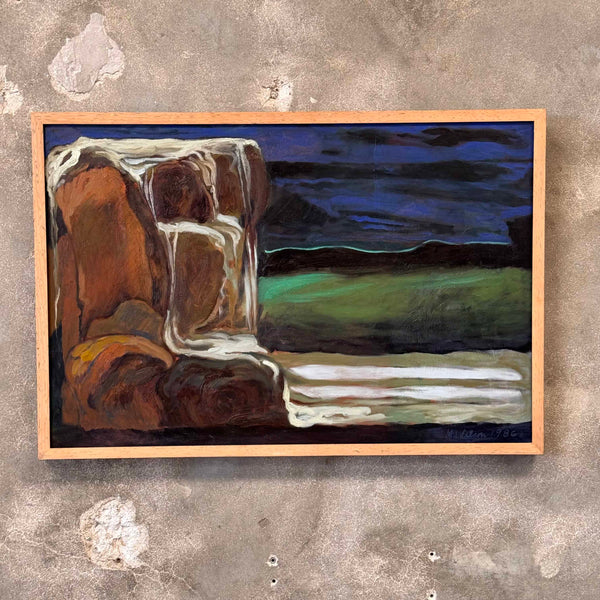 Abstract Expressionist Oil Painting by Vern Wilson of Art Center 1986