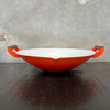 Vintage Orange & White Enameled Metal Paella or Wok