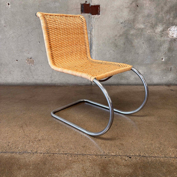 Early 1970's Miles Van Der Rohe Chrome & Rattan For Knoll MR10 Chair #1