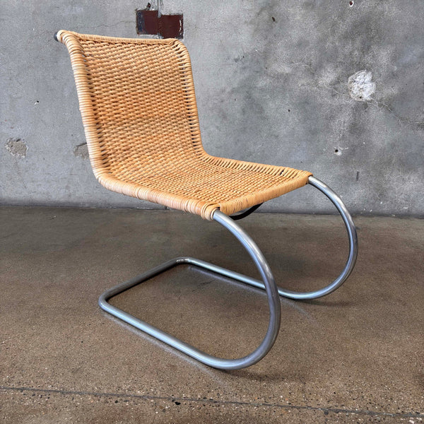 Early 1970's Miles Van Der Rohe Chrome & Rattan For Knoll MR10 Chair #2