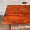 Vintage Industrial Red Metal and Wood Rolling Table