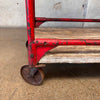 Vintage Industrial Red Metal and Wood Rolling Table