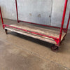 Vintage Industrial Red Metal and Wood Rolling Table