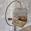1920s French Brass Birdcage and Brass Hook Stand