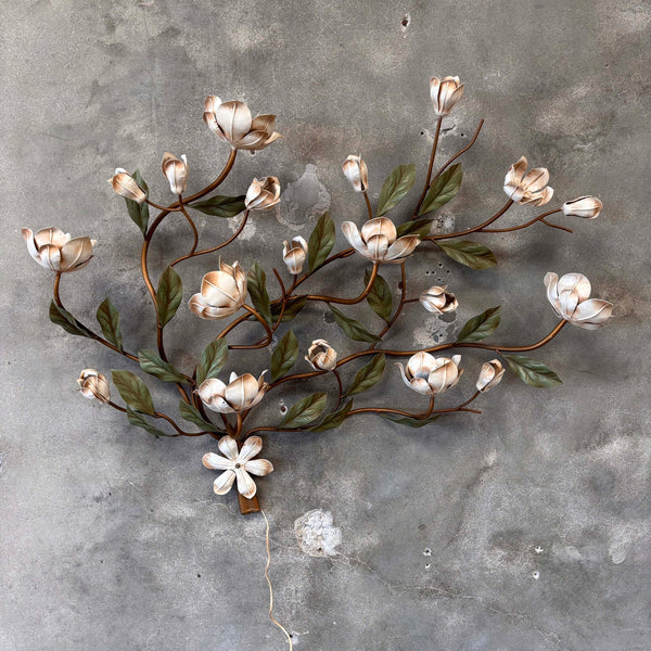 Tole Magnolia Hollywood Regency Wall Light Fixture Product Image