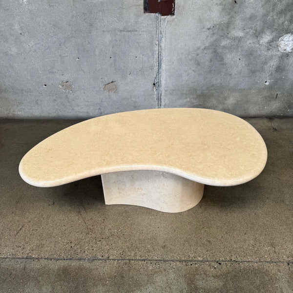 Vintage Beige Marble Boomerang Coffee Table