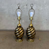 Pair of 1970s Westwood Industries Solid Brass Swirl Lamps