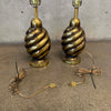 Pair of 1970s Westwood Industries Solid Brass Swirl Lamps