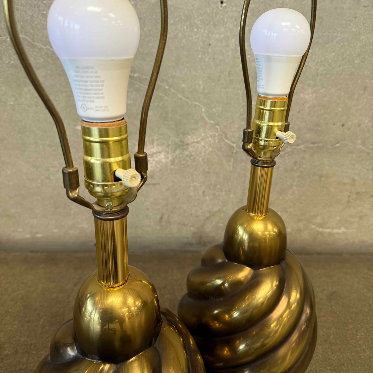 Pair of 1970s Westwood Industries Solid Brass Swirl Lamps