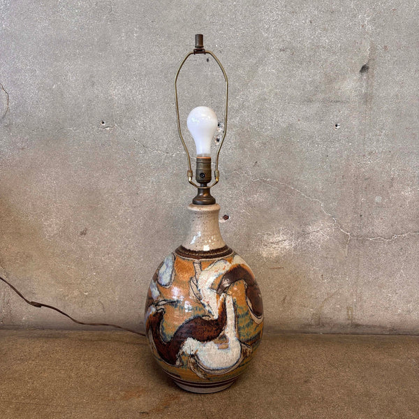 Vintage Stoneware Lamp By Wishon-Harrell, La Jolla - Signed