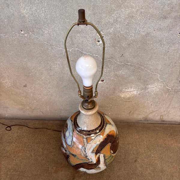 Vintage Stoneware Lamp By Wishon-Harrell, La Jolla - Signed