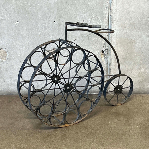Vintage Wrought Iron Bicycle 12 Bottle Wine Rack In The Style of Arthur Umanoff
