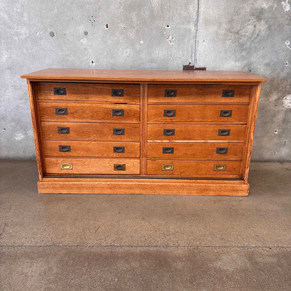 10 Drawer Antique Solid Oak Cabinet Counters Fixture C. 1890's