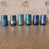 Set of Six Vintage Hand Blown Jim Bush 1993 Iridescent Art Glasses - Signed