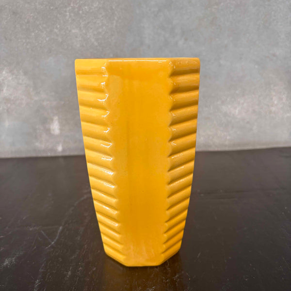 Catalina Island Yellow Ribbed Deco Vase