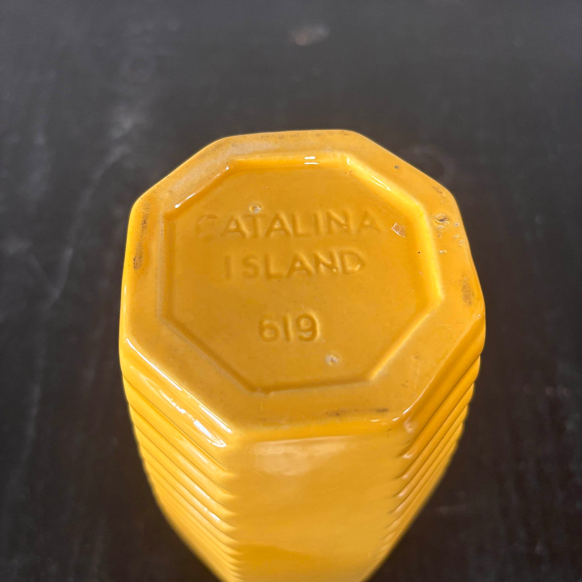 Catalina Island Yellow Ribbed Deco Vase