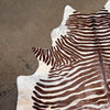 Painted Cow Hide Rug, Made In Brazil - Faux Zebra