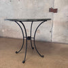 Green Granite & Black Wrought Iron Bistro Table With Umbrella Hole