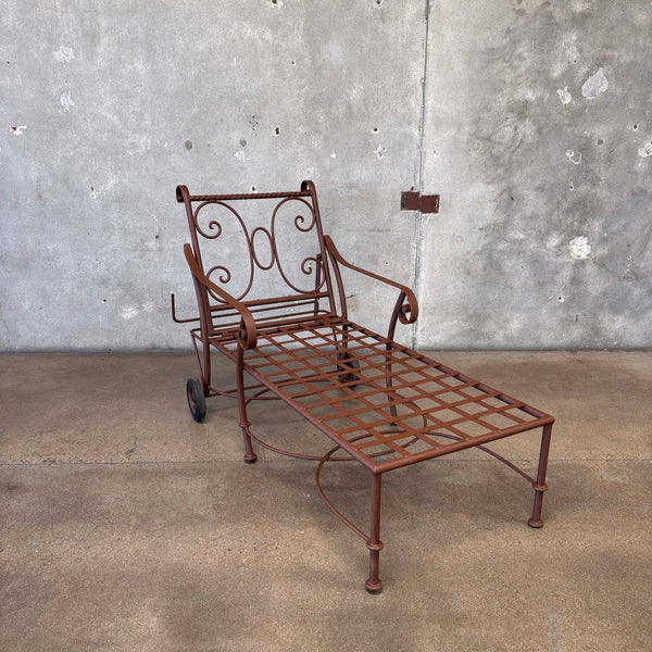 Brown Jordan Style Wrought Iron Chaise Lounge