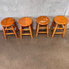 Set of Four 1950's Shop Wood Stools - Long Beach District
