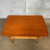 Mid Century Anton Kildeberg Mobler Teak, Oak, & Cane Side Table