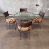 Five Piece Art Deco Patio Set - Table & Four Chairs w/ Cushions