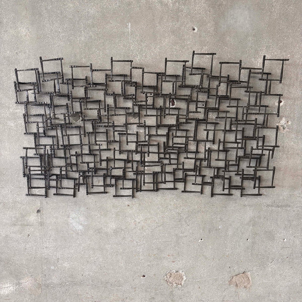 Brutalist Metal Wall Sculpture "Nail Art"