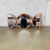 Mid Century Danish Teak Tri-Fold Round Wall Mirror By Pedersen & Hansen
