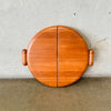 Mid Century Danish Teak Tri-Fold Round Wall Mirror By Pedersen & Hansen